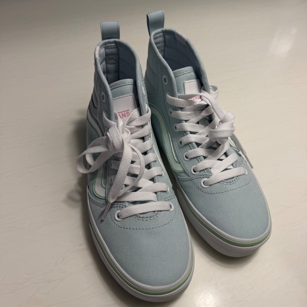 Vans Filmore Hi Light Blue Mint Green Canvas High Top Sneakers Womens 7